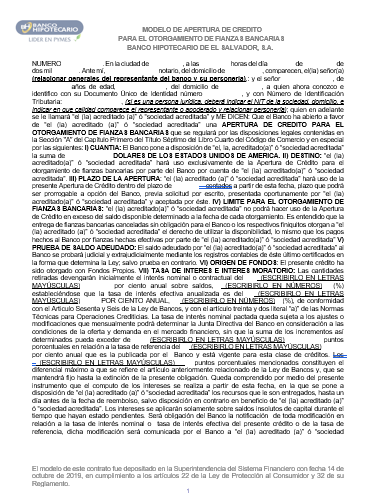 Contratos de productos y servicios - Banco Hipotecario de El Salvador